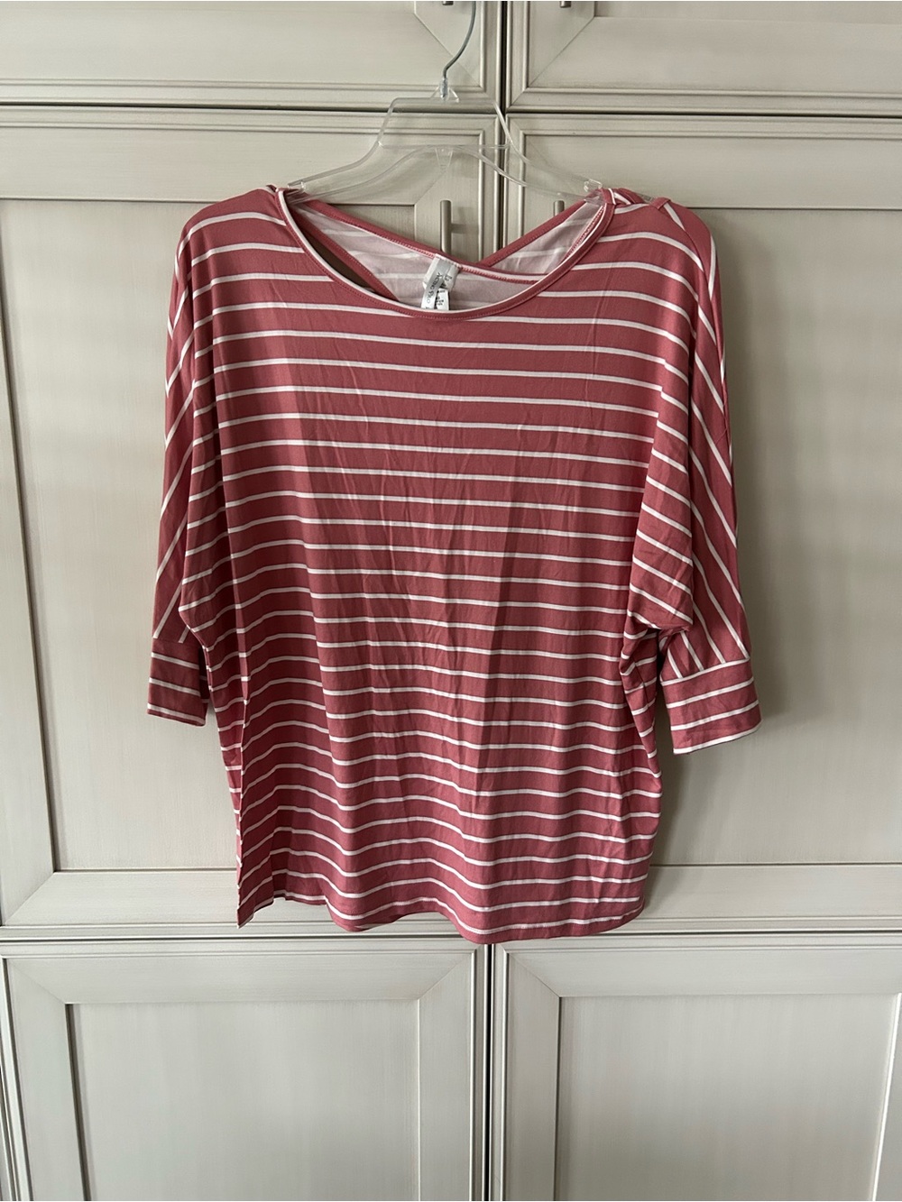 Acting Pro Rose and White Striped Long Sleeve Tee